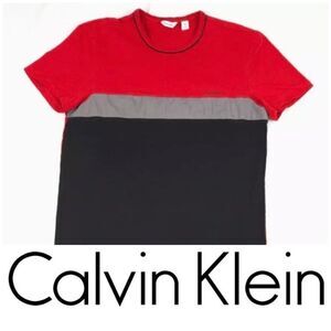 CALVIN KLEIN - M Sz 2XL - NWT Combo Tee in Red, Black & Grey. Very Small Callout